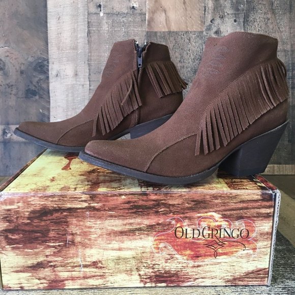 Old Gringo Brown Tassel Ankle Cowboy Boots Womens 7.5 B - Picture 1 of 12